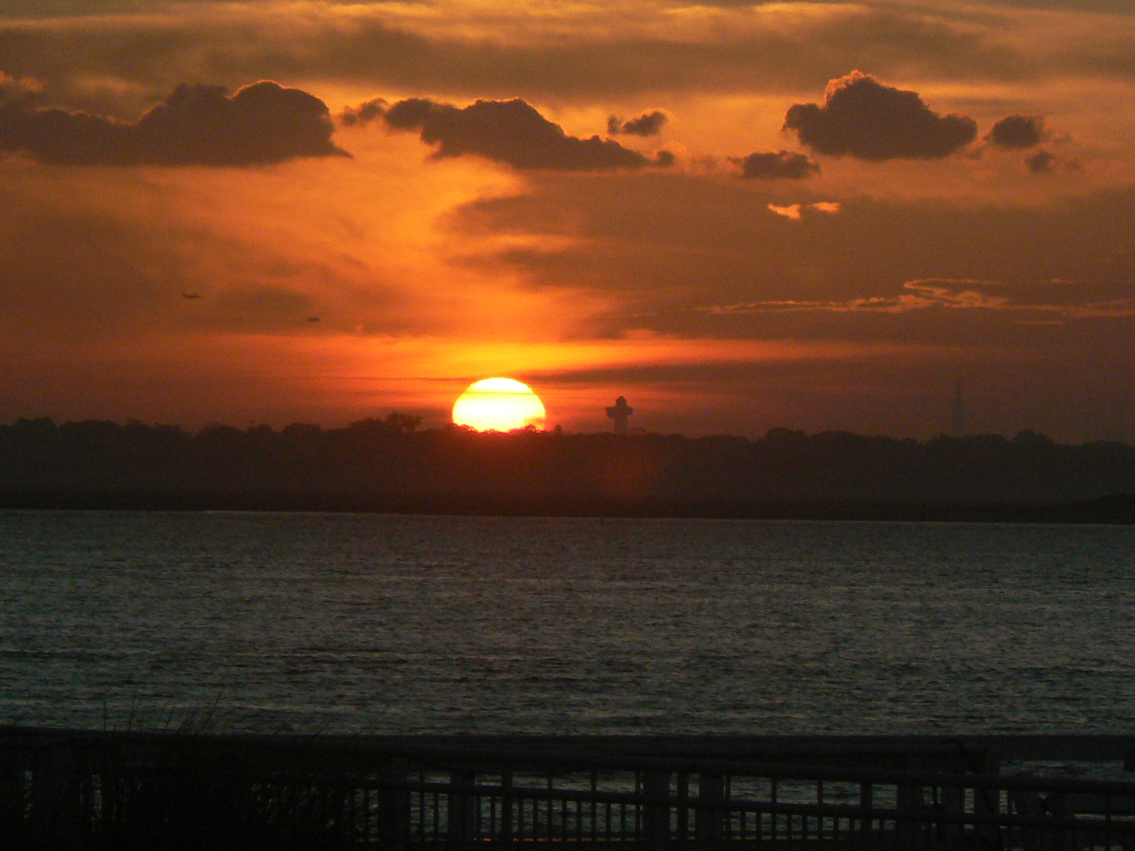 Sunset overlooking the shoreline